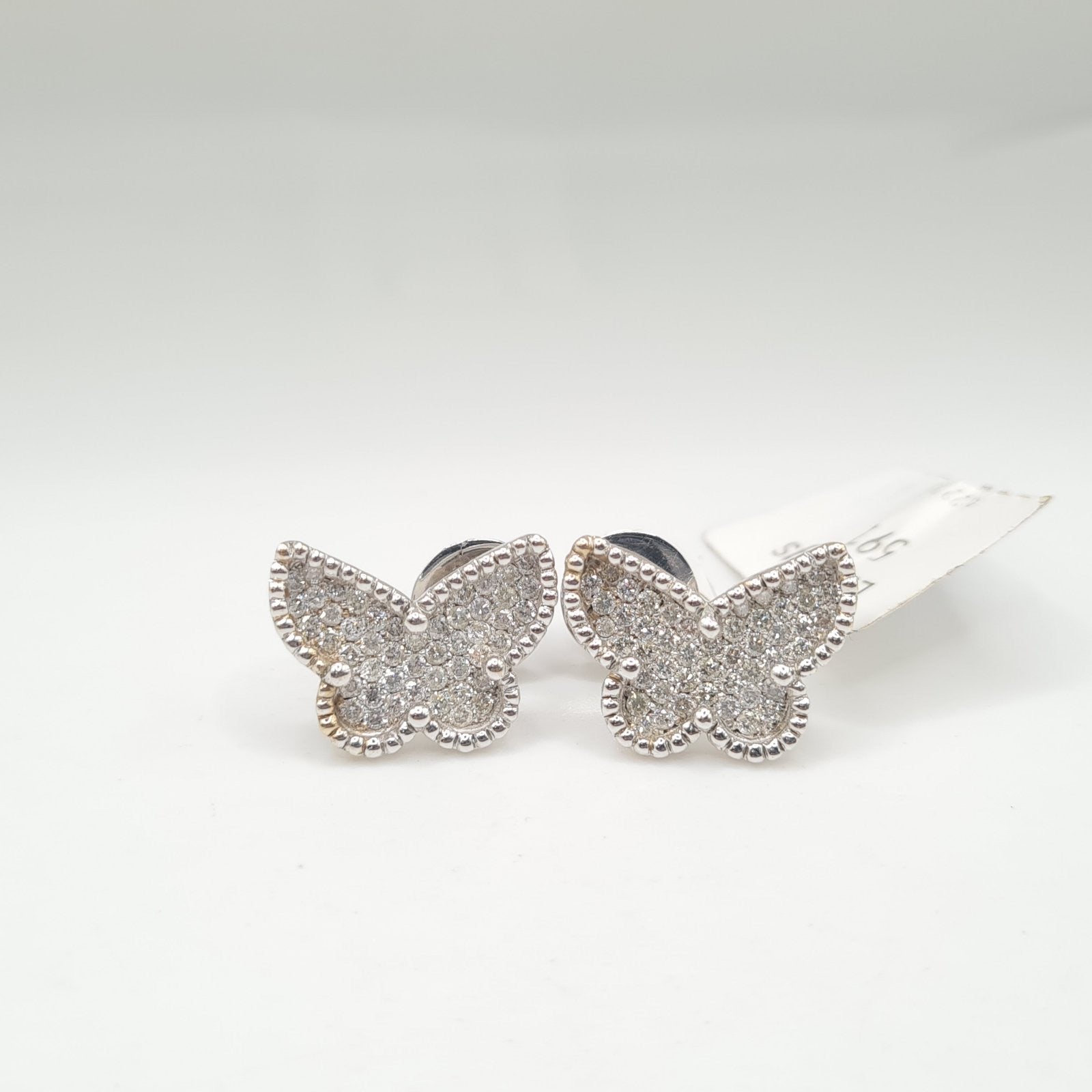Classic Butterfly Paved Diamond Earrings 14K
