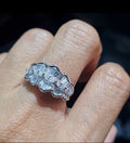 Half Eternity Wave Edge Oval Baguette Diamond Ring 18K