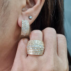 Golden Baguette Round Layered Diamond Jewelry Set 14K