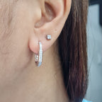 Classic Deco Lock Hoop Diamond Earrings 14K
