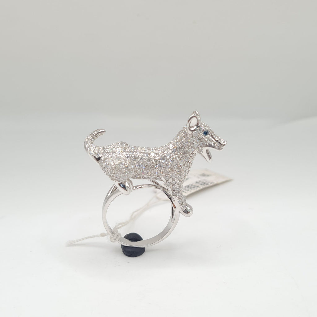Art Deco Dog Diamond Ring 14K