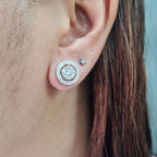 Classic Round Halo Stud Diamond Earrings 14K