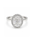 Classic Oval Invisible Setting Halo Diamond Ring 14K