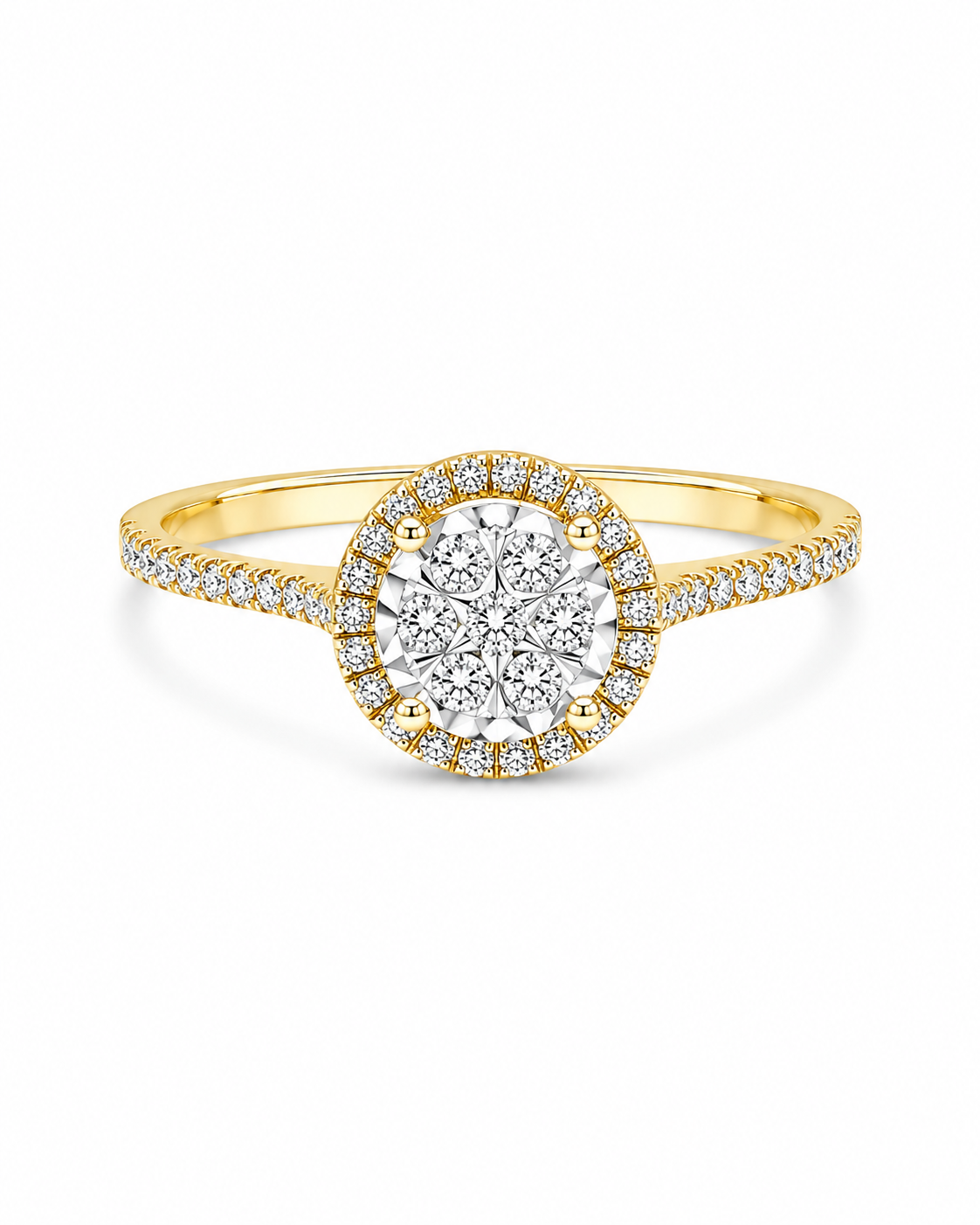 Classic Round Enlarger Setting Golden Diamond Ring 14K