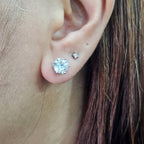 XX Classic 3cts Round Solitaire Stud Diamond Earrings 18K GIA