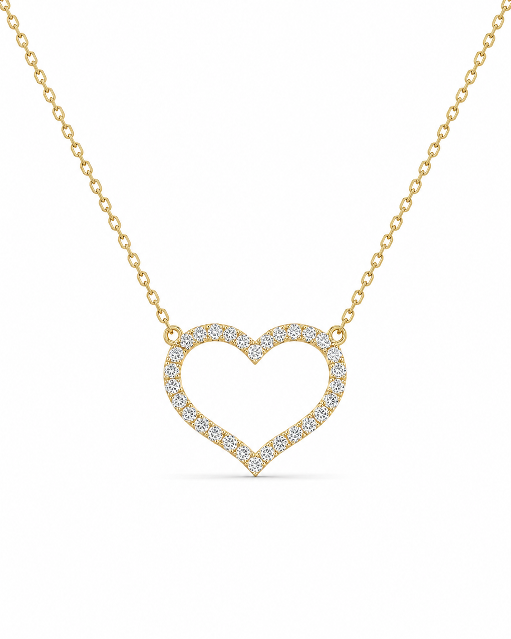 Classic Heart Large Studded Diamond Necklace 18K