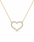 Classic Heart Large Studded Diamond Necklace 18K