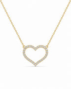 Classic Heart Large Studded Diamond Necklace 18K