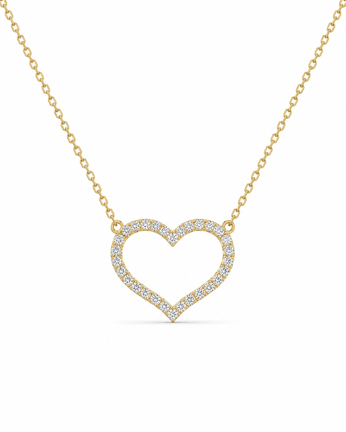 Classic Heart Large Studded Diamond Necklace 18K