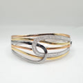 Three Tone Crossover Diamond Bracelet Bangle 14K 17.5cm
