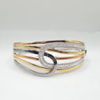 Three Tone Crossover Diamond Bracelet Bangle 14K 17.5cm