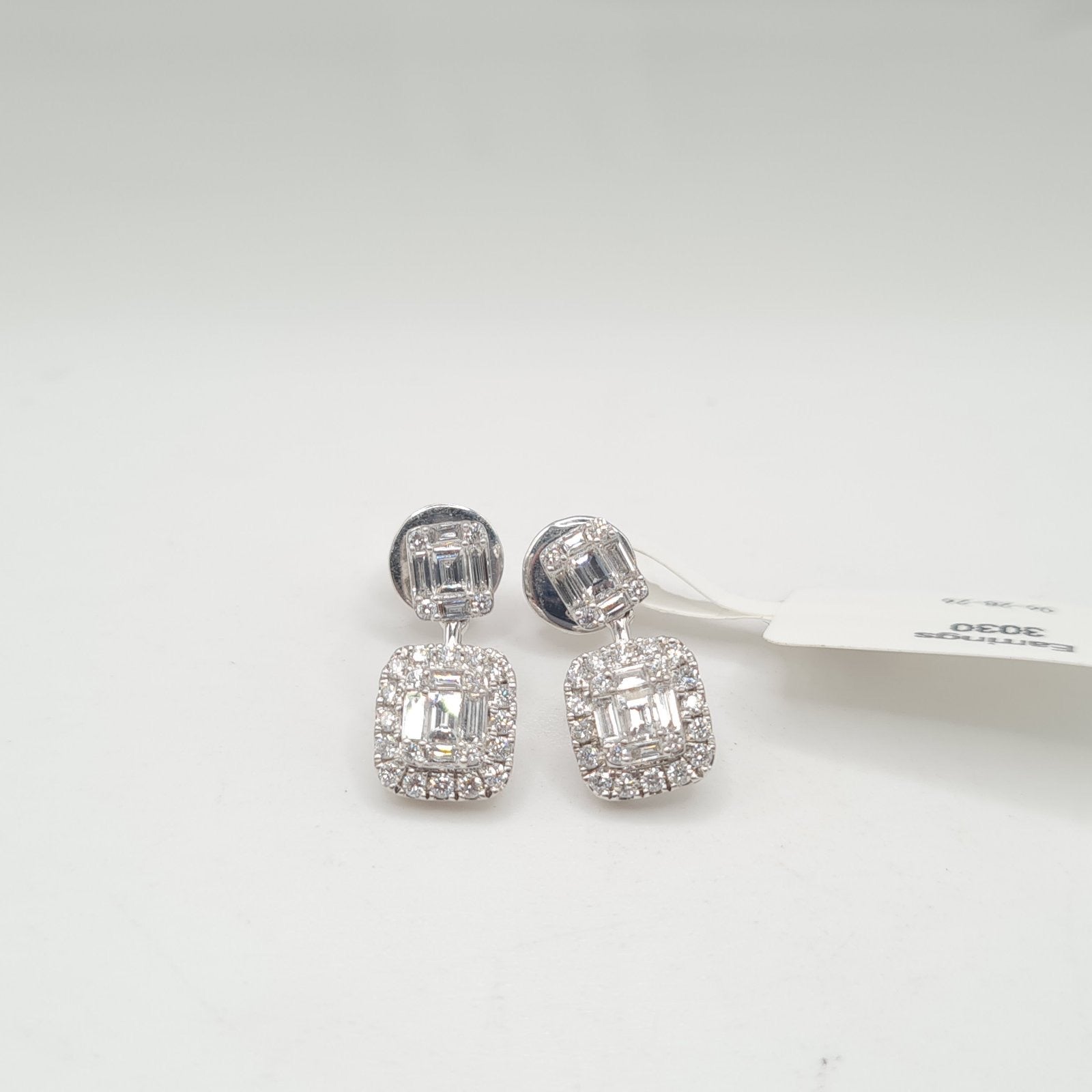 Classic Emerald Drop Dangle Diamond Earrings 18K