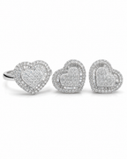 Classic Heart Invisible Setting Stud Diamond Jewelry Set 18K