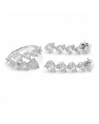 Classic Pear Baguette Overlap Dangling Diamond Jewelry Set 14K