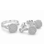Classic Round Dangling Infinity Paved Diamond Jewelry Set 14K