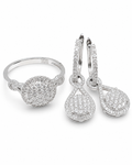 Classic Round Pear Dangling Hoop Diamond Jewelry Set 14K
