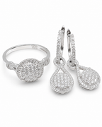 Classic Round Pear Dangling Hoop Diamond Jewelry Set 14K