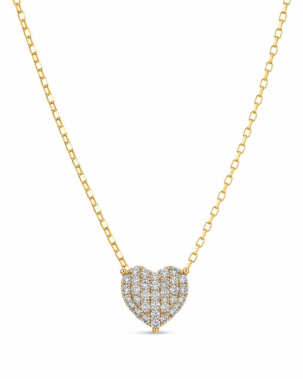 Classic Heart Pave Diamond Necklace 14K