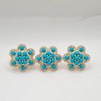 Turquoise Gemstones Floral Diamond Jewelry Set 14K