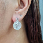 Classic Radial Round Paved Diamond Earrings 18K