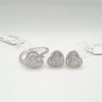 Classic Heart Halo Paved Diamond Jewelry Set 14K