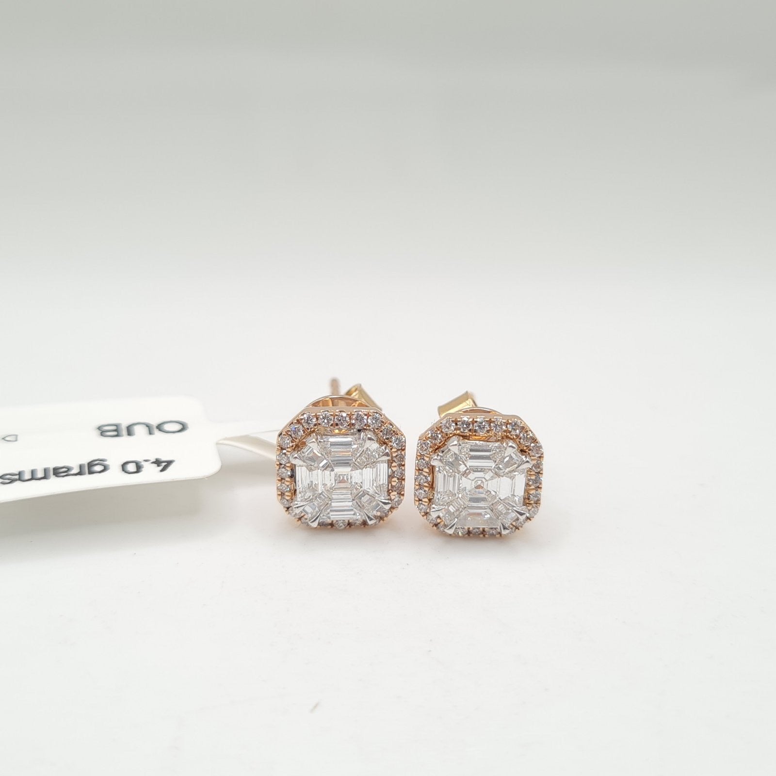 Classic Rosegold Piecut Stud Diamond Earrings 18K