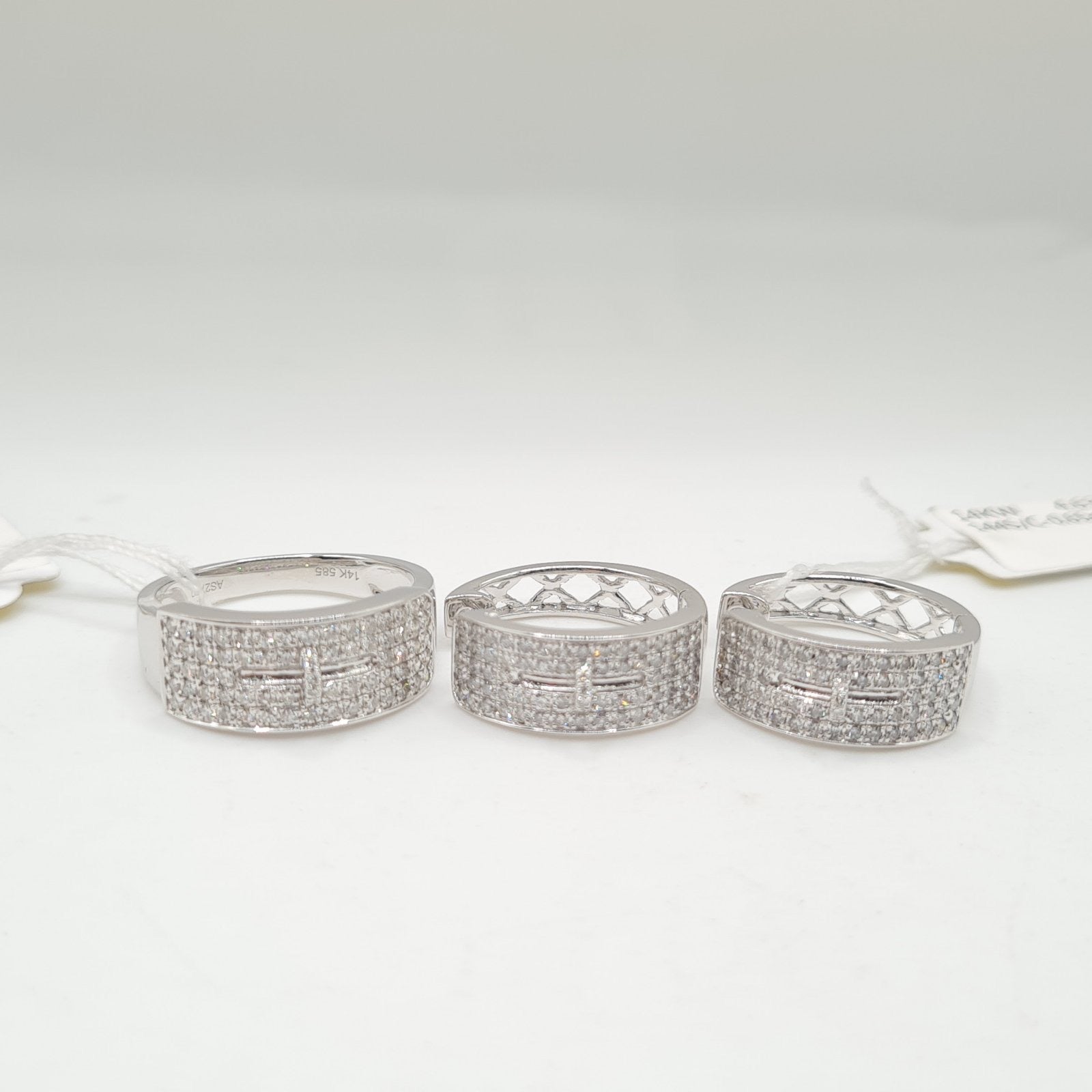 Round Half Eternity Hoop Diamond Jewelry Set 14K