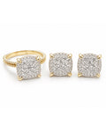 Classic Cushion Paved Diamond Jewelry Set 14K