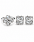Classic Clover Paved Diamond Jewelry Set 14K