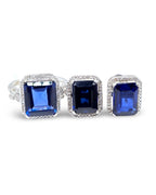 Blue Sapphire Gemstones Emerald Diamond Jewelry Set 14K