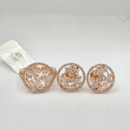 Rosegold Round Halo Pear Cluster Diamond Jewelry Set 18K