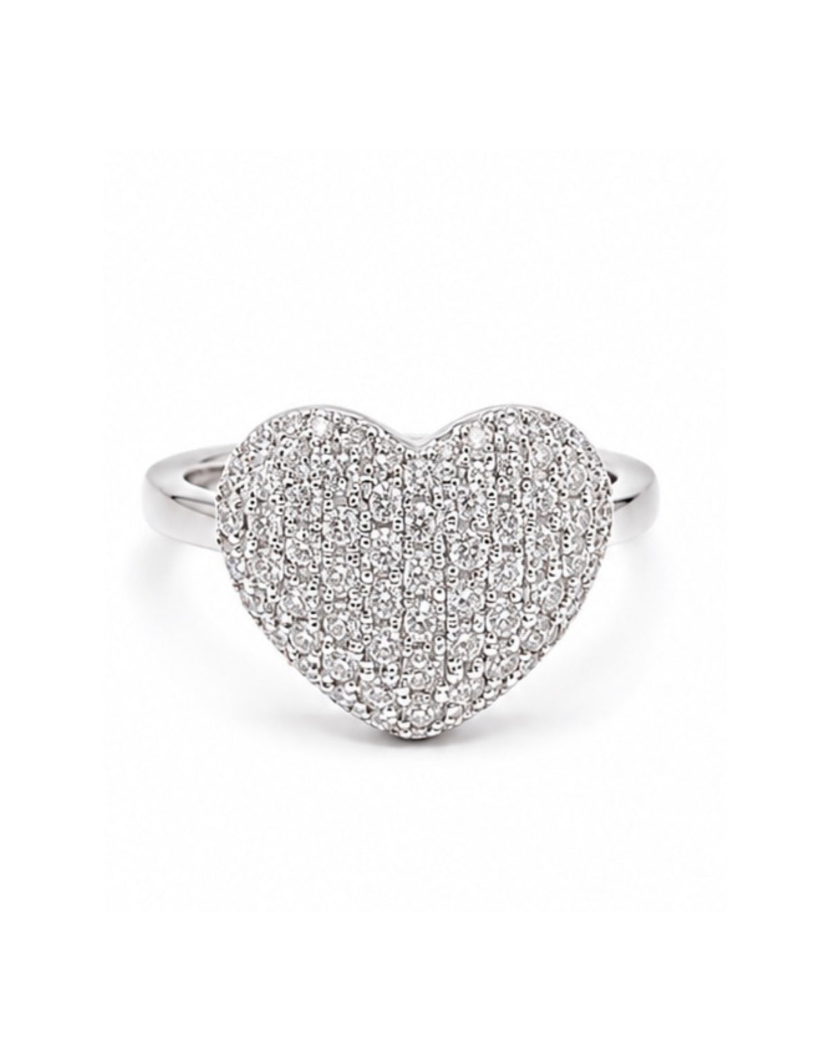 Classic Heart Chunky Paved Diamond Ring 14K