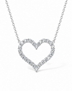 Classic Heart Pave Diamond Necklace 18K