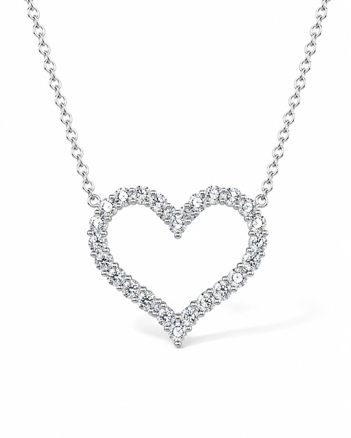 Classic Heart Pave Diamond Necklace 18K