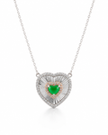 Classic Heart Center Jade Gemstone Diamond Necklace 14K