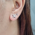 X Dainty Floral Stud Diamond Earrings 14K