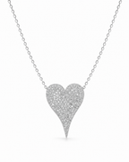 Classic Heart Large Pave Diamond Necklace 14K