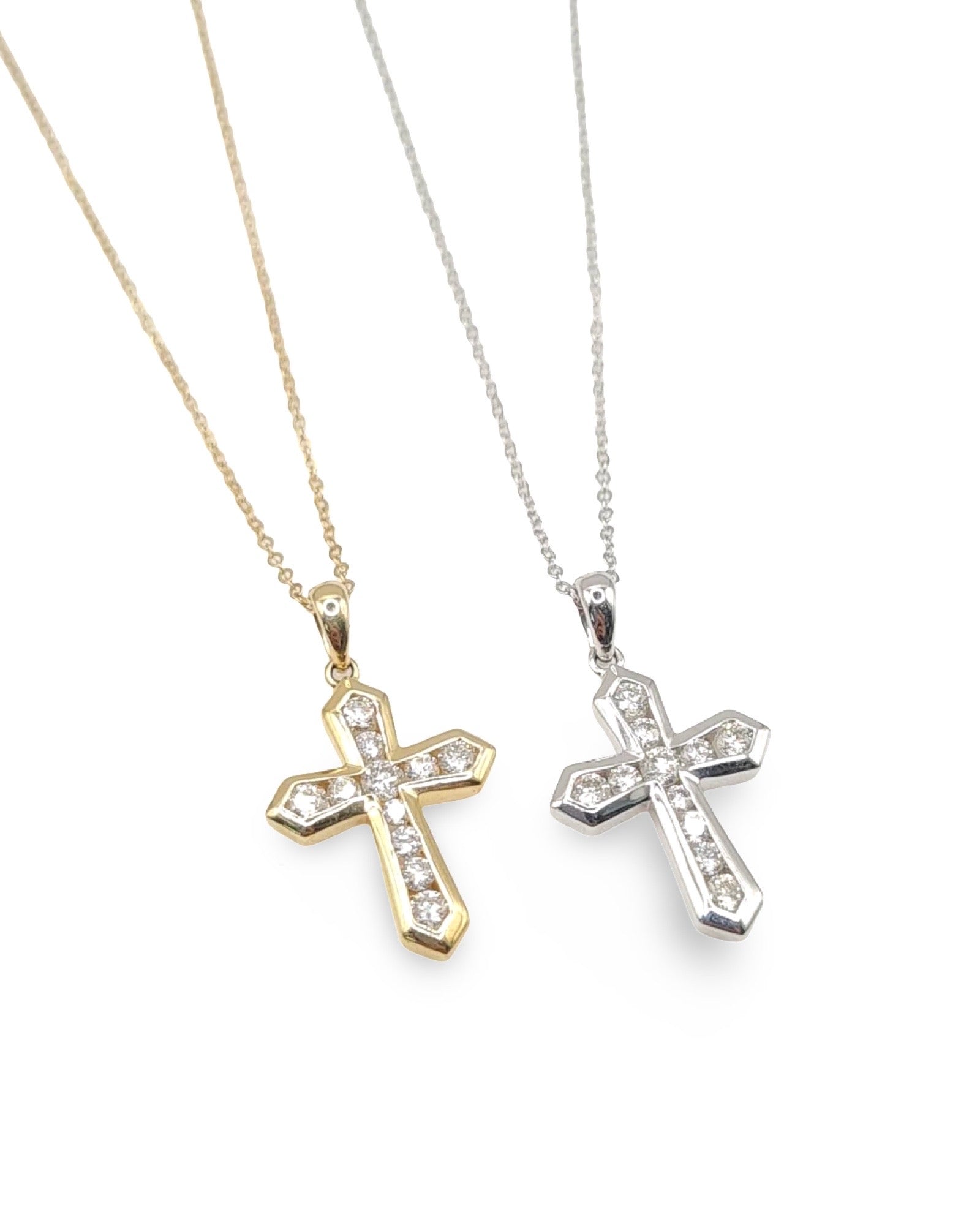 Dainty Cross Pave Diamond Necklace 14K