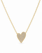 Classic Heart Diamond Paved Necklace 18K 24inches