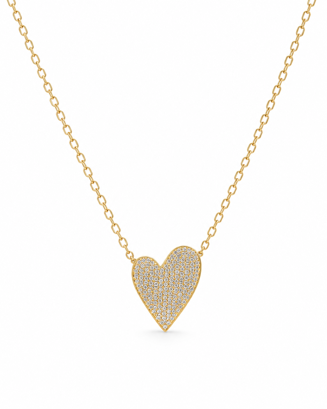 Classic Heart Diamond Paved Necklace 18K 24inches