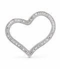 Classic Heart Baguette Pendant Diamond Necklace 14K