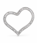 Classic Heart Baguette Pendant Diamond Necklace 14K