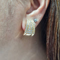 Golden Chunky Round Paved Diamond Earrings 18K