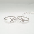 Classic Star Deco Hoop Diamond Earrings 14K