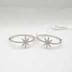 Classic Star Deco Hoop Diamond Earrings 14K