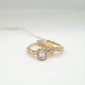 Golden Classic Emerald Twin Diamond Ring 14K