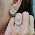 Golden Heart Paved Diamond Jewelry Set 14K
