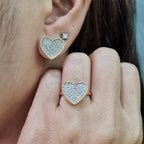 Golden Heart Paved Diamond Jewelry Set 14K