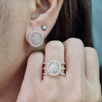 Rosegold Classic Oval Halo Paved Diamond Jewelry Set 18K