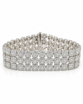 Classic Three-Tier Round Invisible Setting Eternity Tennis Diamond Bracelet 18K